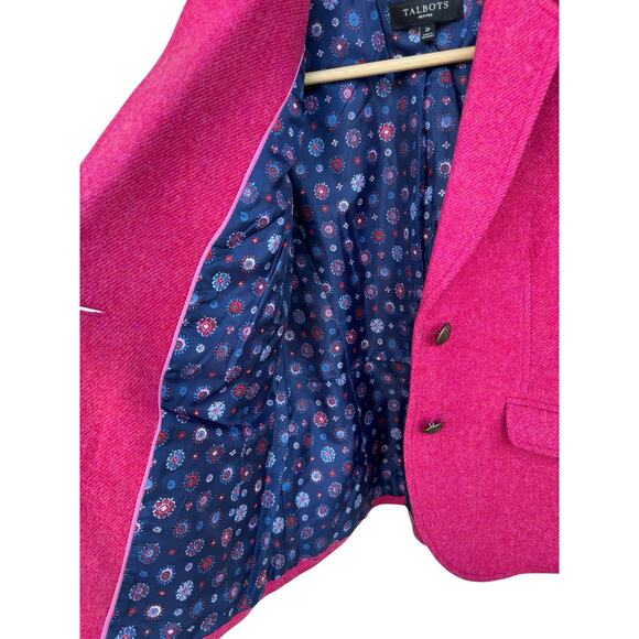 Talbot's Hot Pink 2P Aberdeen Wool Blazer Coat Jacket Lined Classy Office Work - Picture 6 of 9